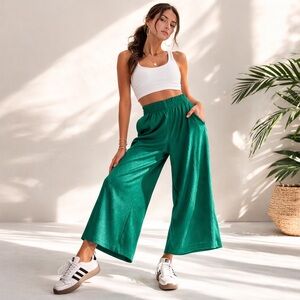 Athleta Teal Wide-Leg Pants